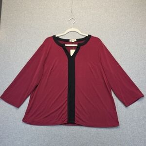 Chic Women's Top in Burgundy with Black Trim NWT